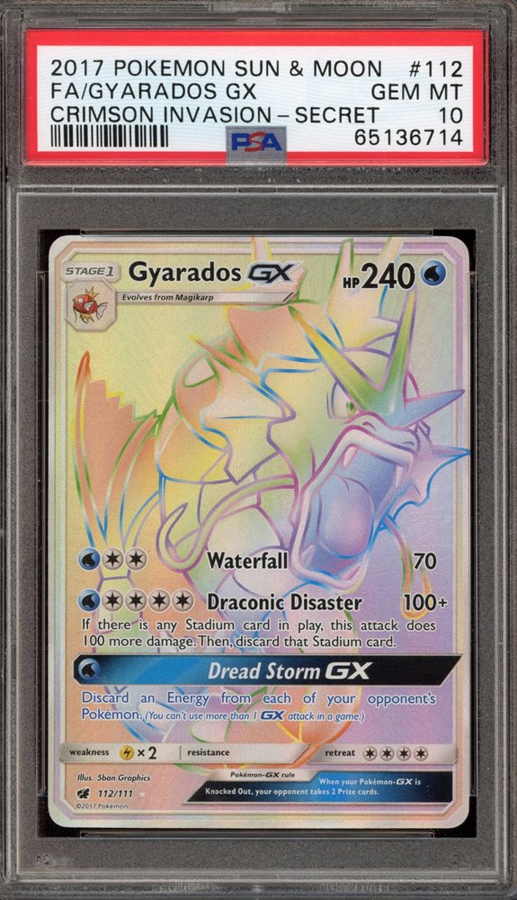 PSA 10 POKEMON N #112 FA/GYARADOS GX CRIMSON INVASION-SECRET