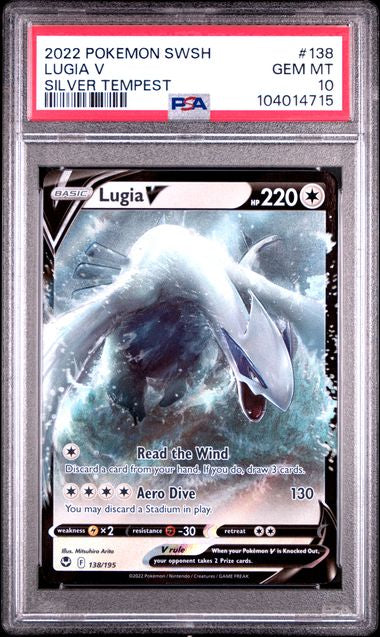 PSA 10 POKEMON #138 LUGIA V SILVER TEMPEST
